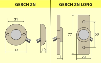 Gerch ZN кнопка выхода - размеры